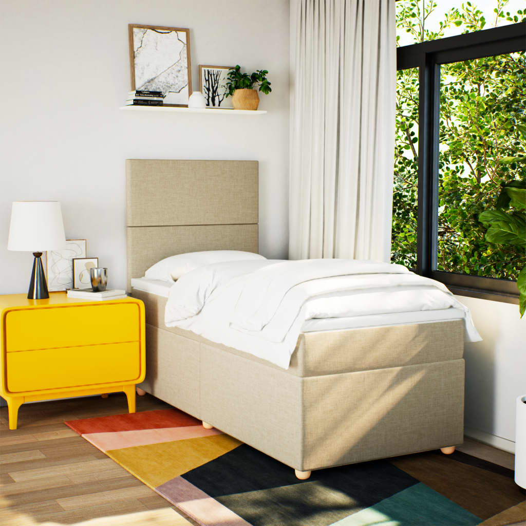 Giroletto a Molle con Materasso Crema 90x200 cm inTessuto - homemem39