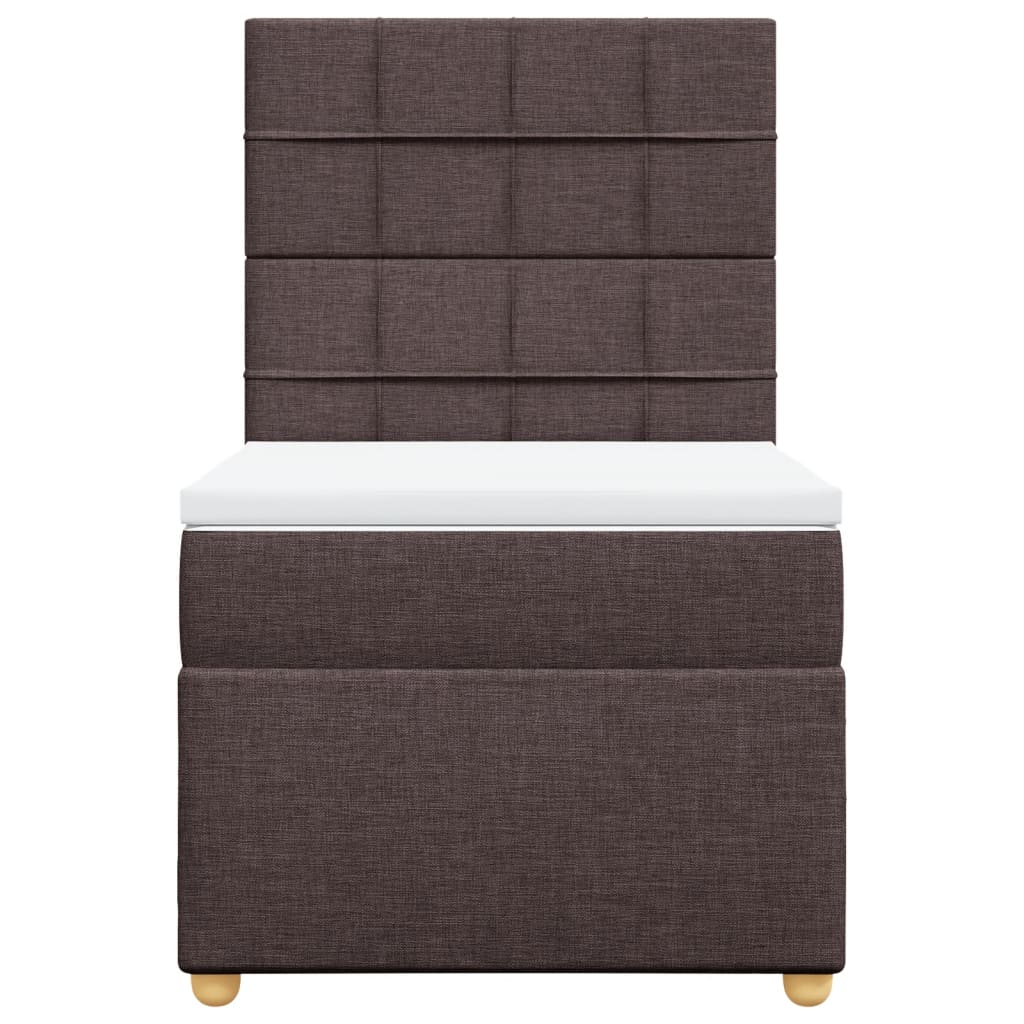 Giroletto a Molle con Materasso Marrone Scuro 90x200 cm Tessuto