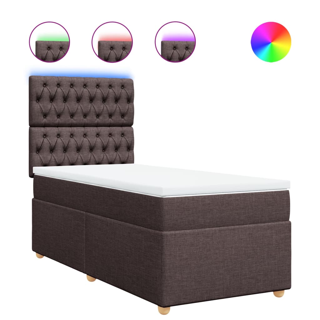 Giroletto a Molle con Materasso Marrone Scuro 90x200 cm Tessuto | homemem39