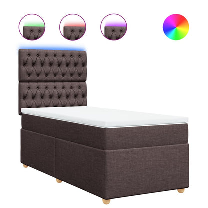 Giroletto a Molle con Materasso Marrone Scuro 90x200 cm Tessuto | homemem39