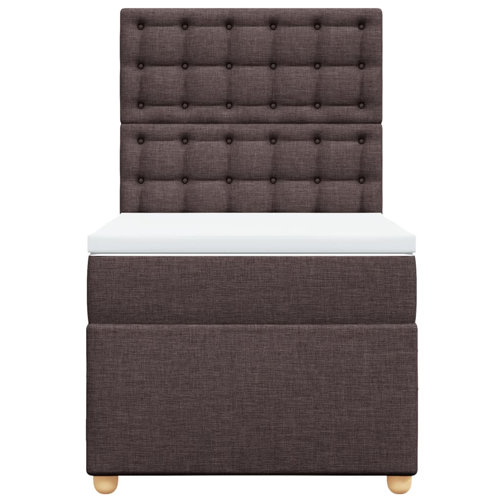 Giroletto a Molle con Materasso Marrone Scuro 90x200 cm Tessuto