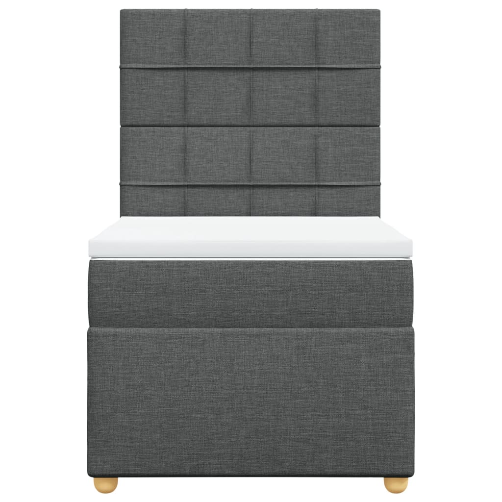 Giroletto a Molle con Materasso Grigio Scuro 100x200 cm Tessuto