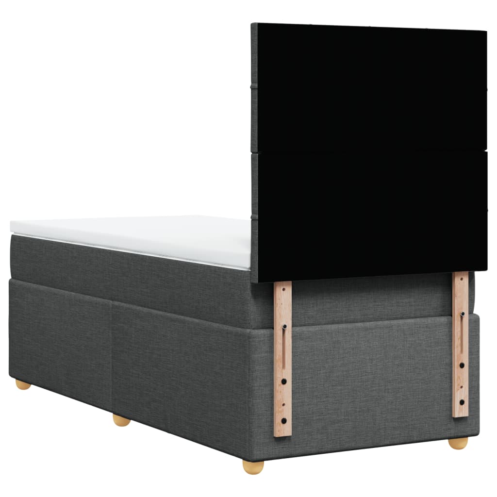 Giroletto a Molle con Materasso Grigio Scuro 100x200 cm Tessuto