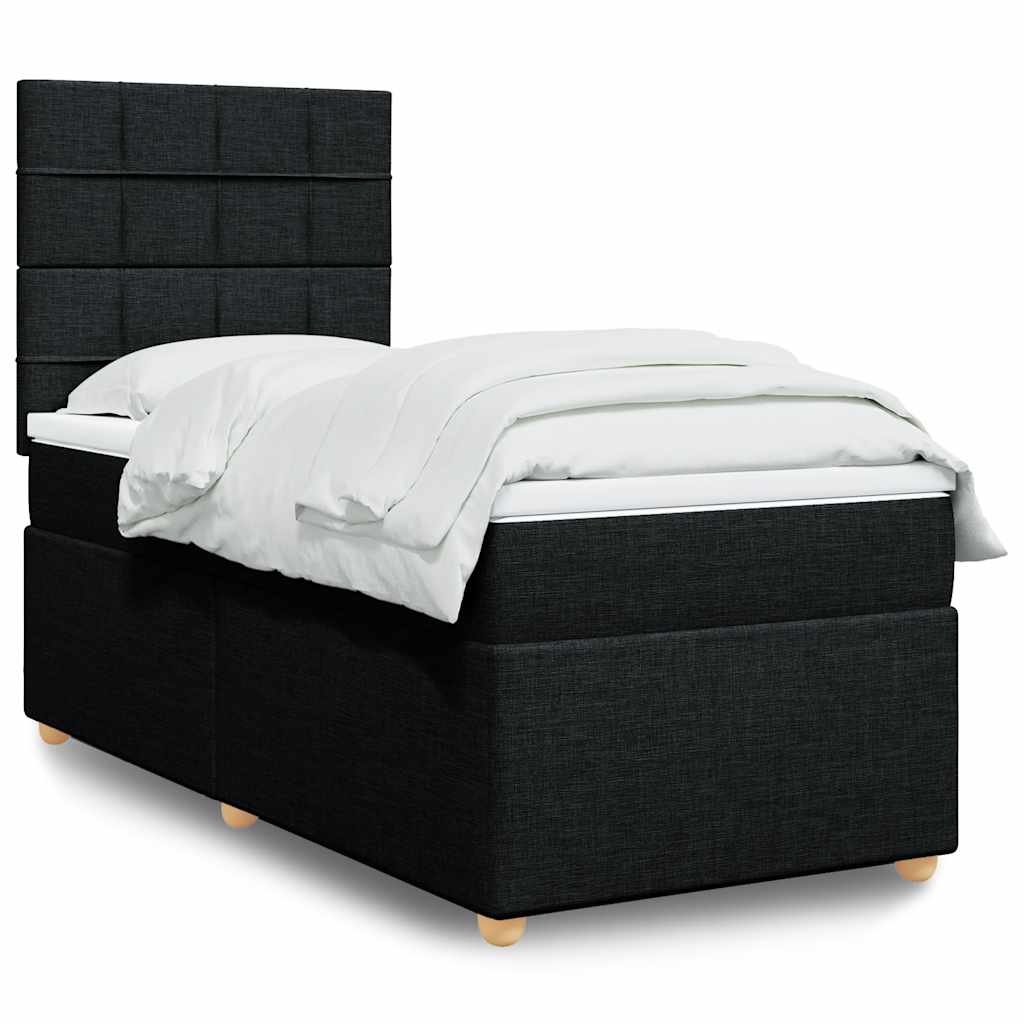 Giroletto a Molle con Materasso Nero 100x200 cm in Tessuto