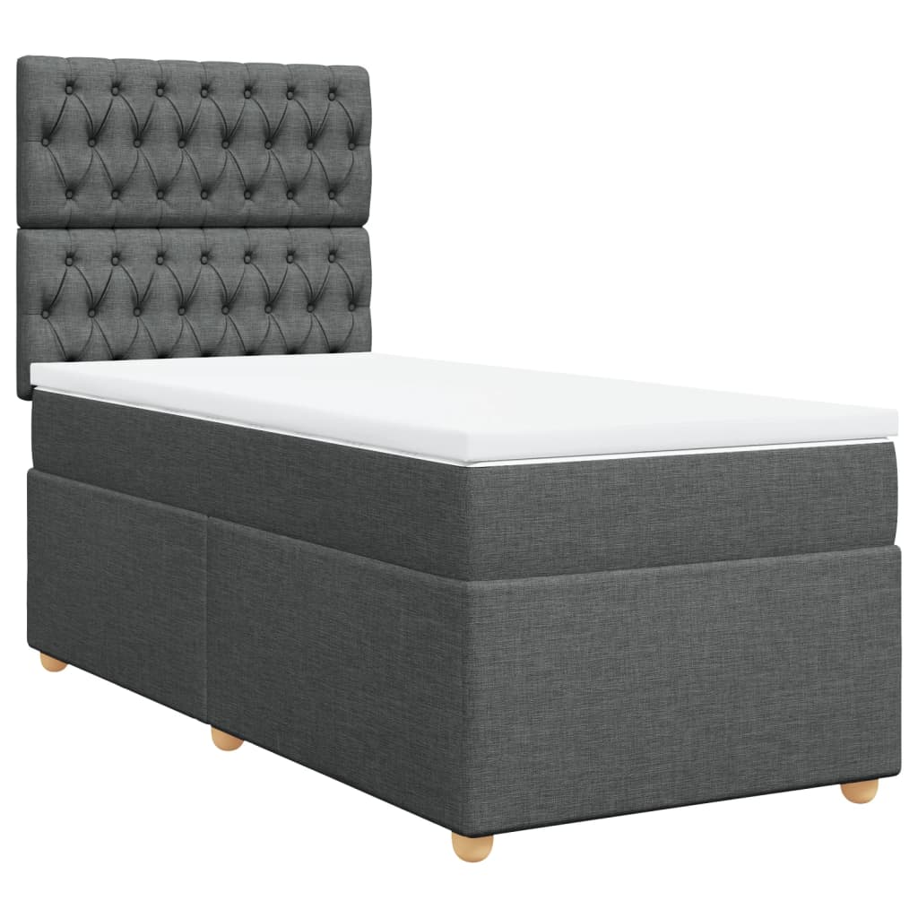 Giroletto a Molle con Materasso Grigio Scuro 100x200 cm Tessuto