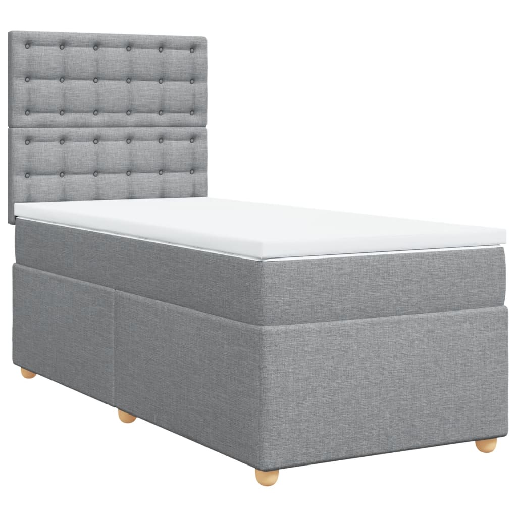 Giroletto a Molle con Materasso Grigio Chiaro100x200 cm Tessuto