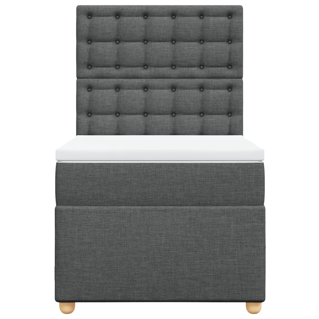 Giroletto a Molle con Materasso Grigio Scuro 100x200 cm Tessuto