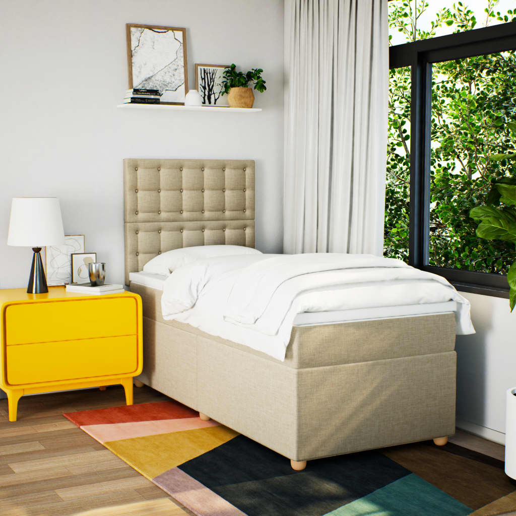 Giroletto a Molle con Materasso Crema 100x200 cm in Tessuto - homemem39