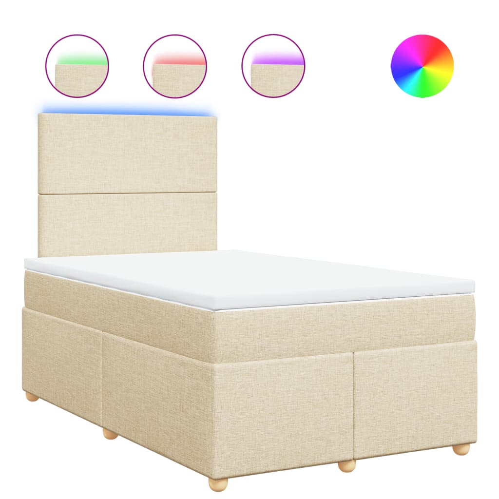 Giroletto a Molle con Materasso Crema 120x190 cm in Tessuto