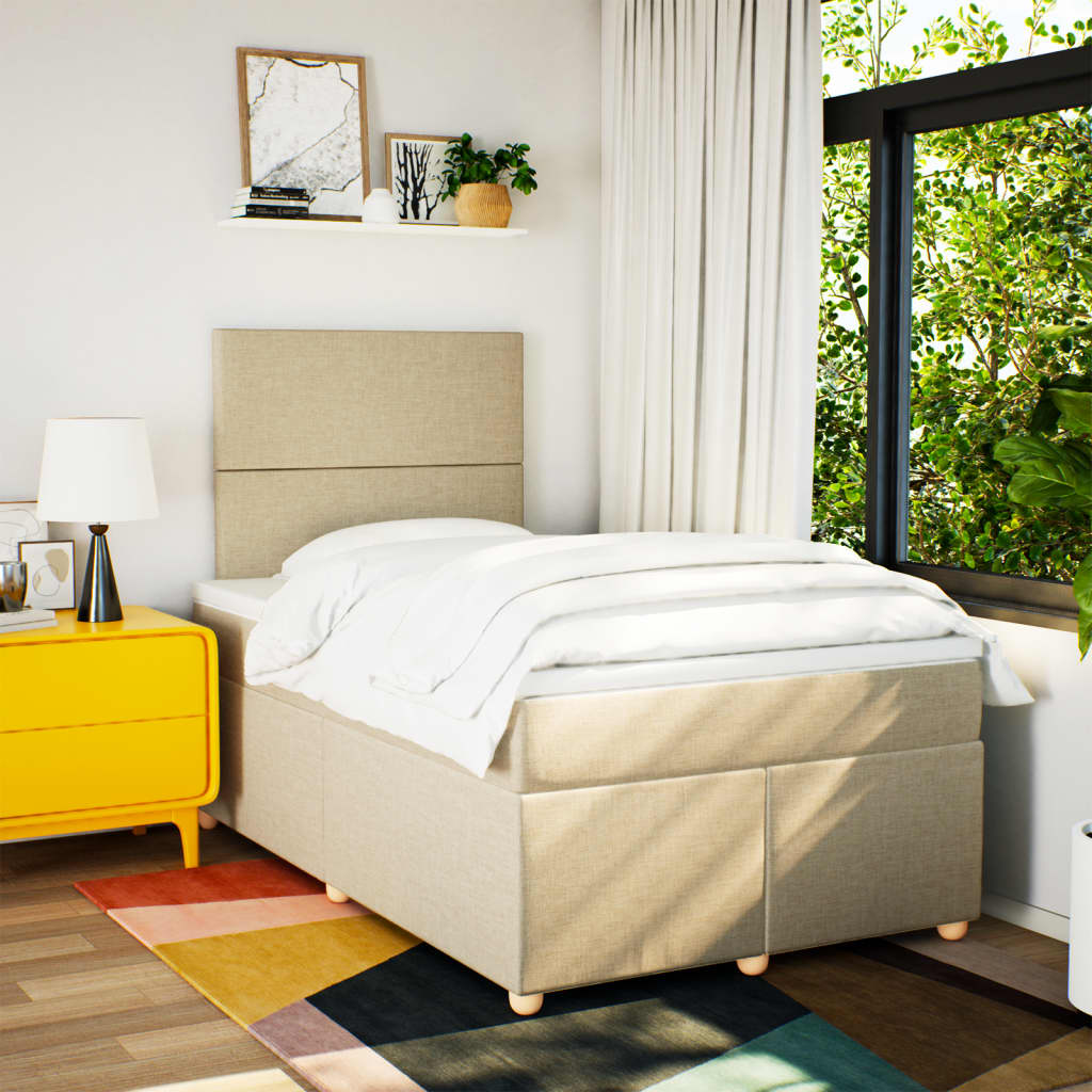 Giroletto a Molle con Materasso Crema 120x190 cm in Tessuto - homemem39