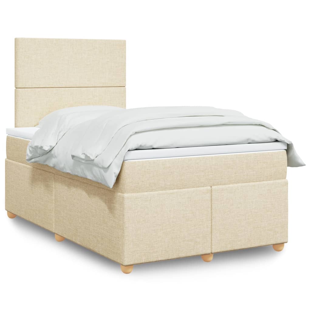 Giroletto a Molle con Materasso Crema 120x190 cm in Tessuto