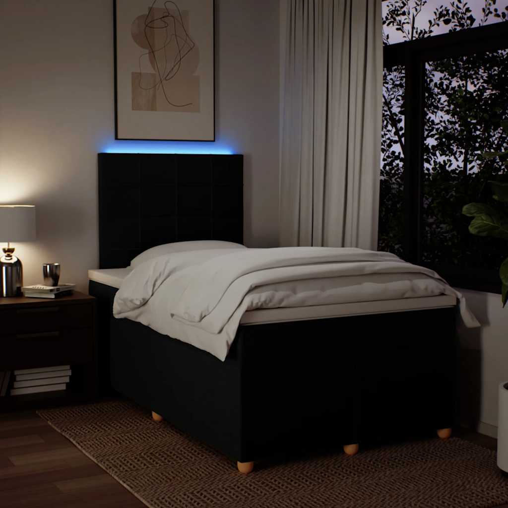 Giroletto a Molle con Materasso Nero 120x190 cm in Tessuto