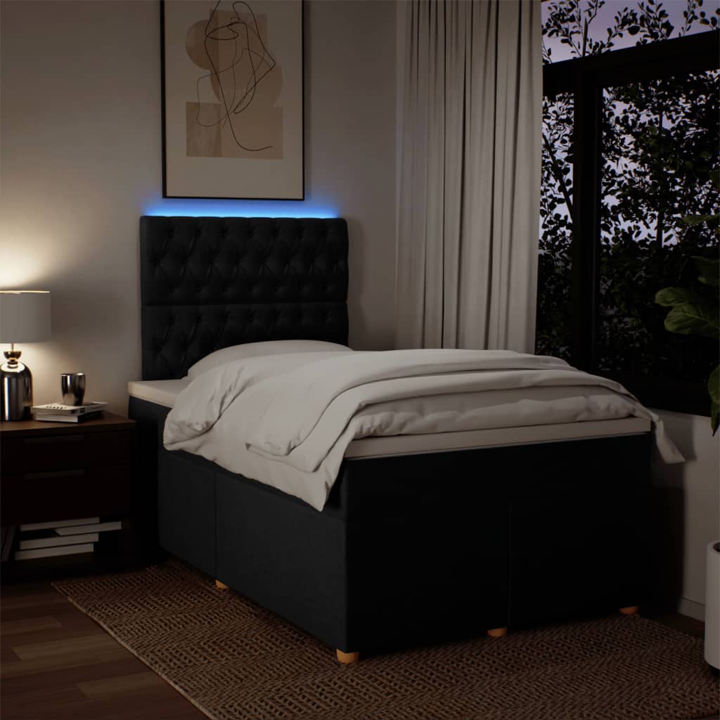Giroletto a Molle con Materasso Nero 120x190 cm in Tessuto