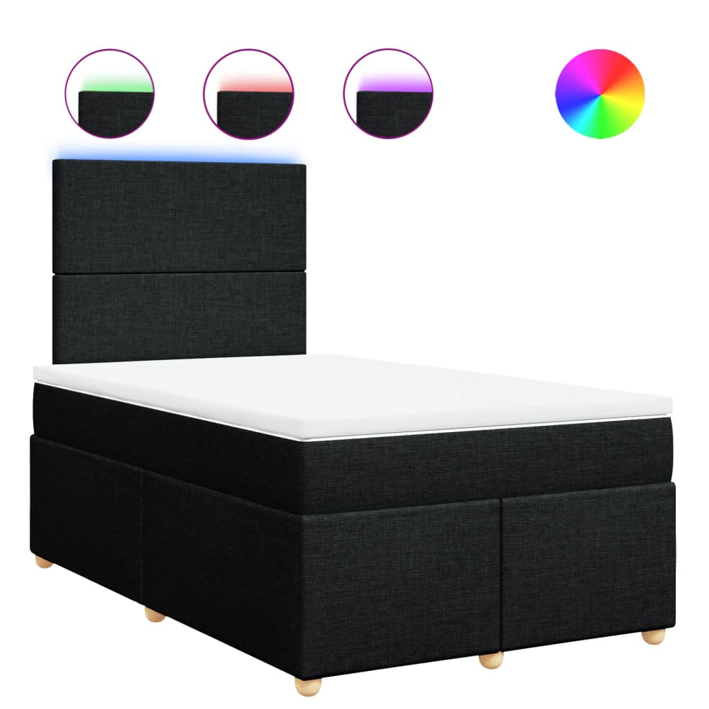 Giroletto a Molle con Materasso Nero 120x200 cm in Tessuto - homemem39