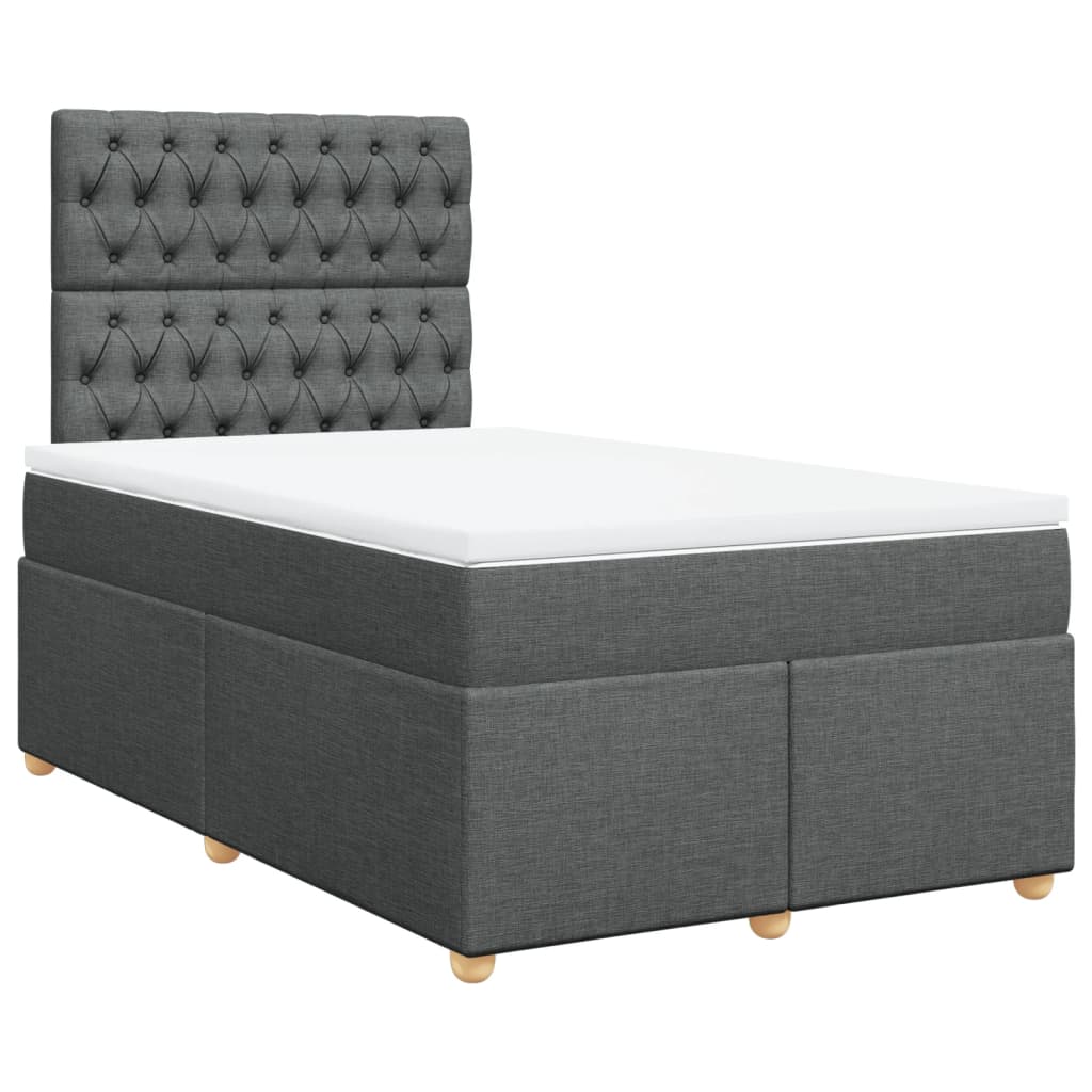 Giroletto a Molle con Materasso Grigio Scuro 120x200 cm Tessuto