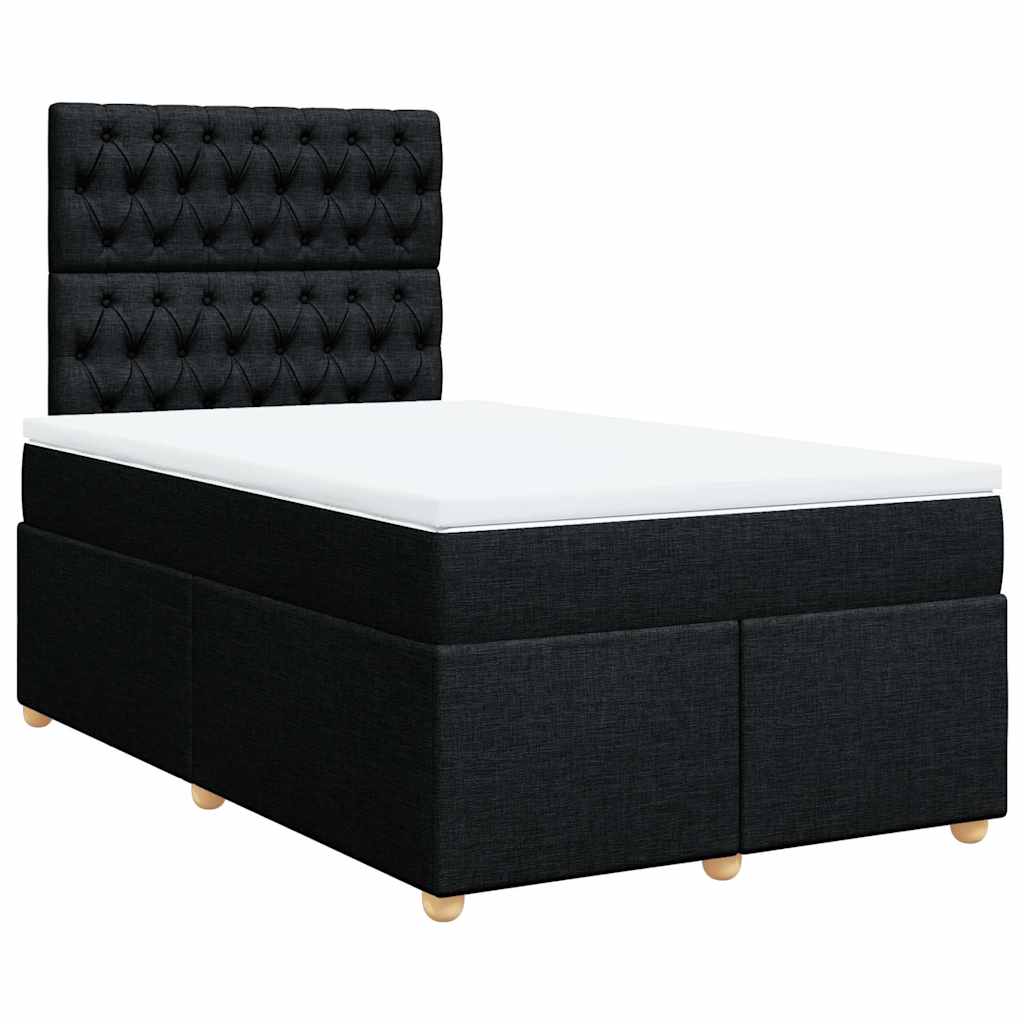 Giroletto a Molle con Materasso Nero 120x200 cm in Tessuto
