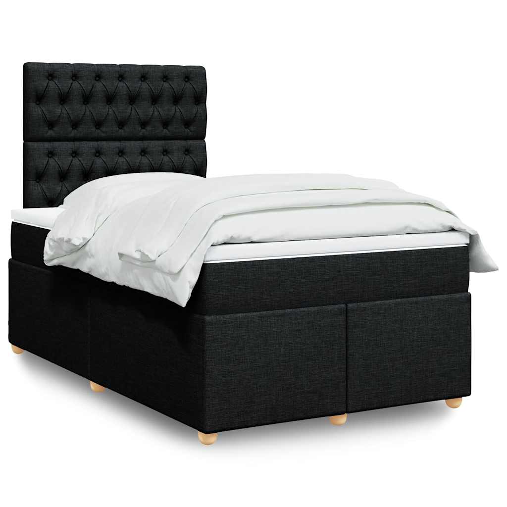 Giroletto a Molle con Materasso Nero 120x200 cm in Tessuto