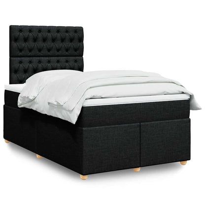 Giroletto a Molle con Materasso Nero 120x200 cm in Tessuto