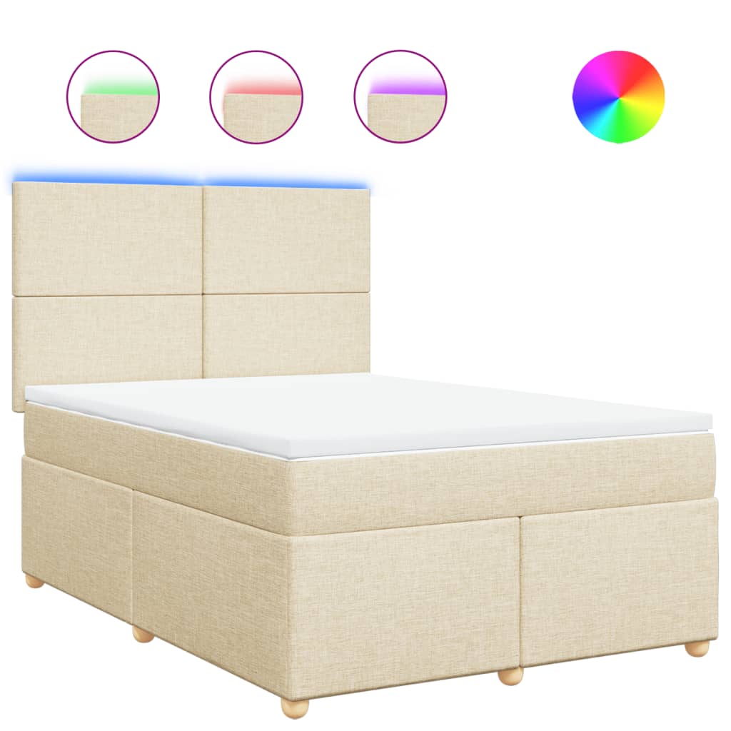 Giroletto a Molle con Materasso Crema 140x19 cm in Tessuto | homemem39