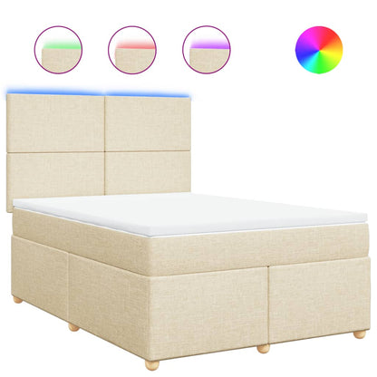 Giroletto a Molle con Materasso Crema 140x19 cm in Tessuto | homemem39