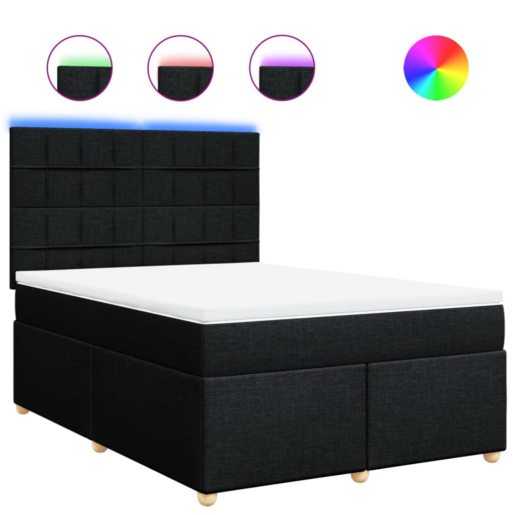 Giroletto a Molle con Materasso Nero 140x190 cm in Tessuto