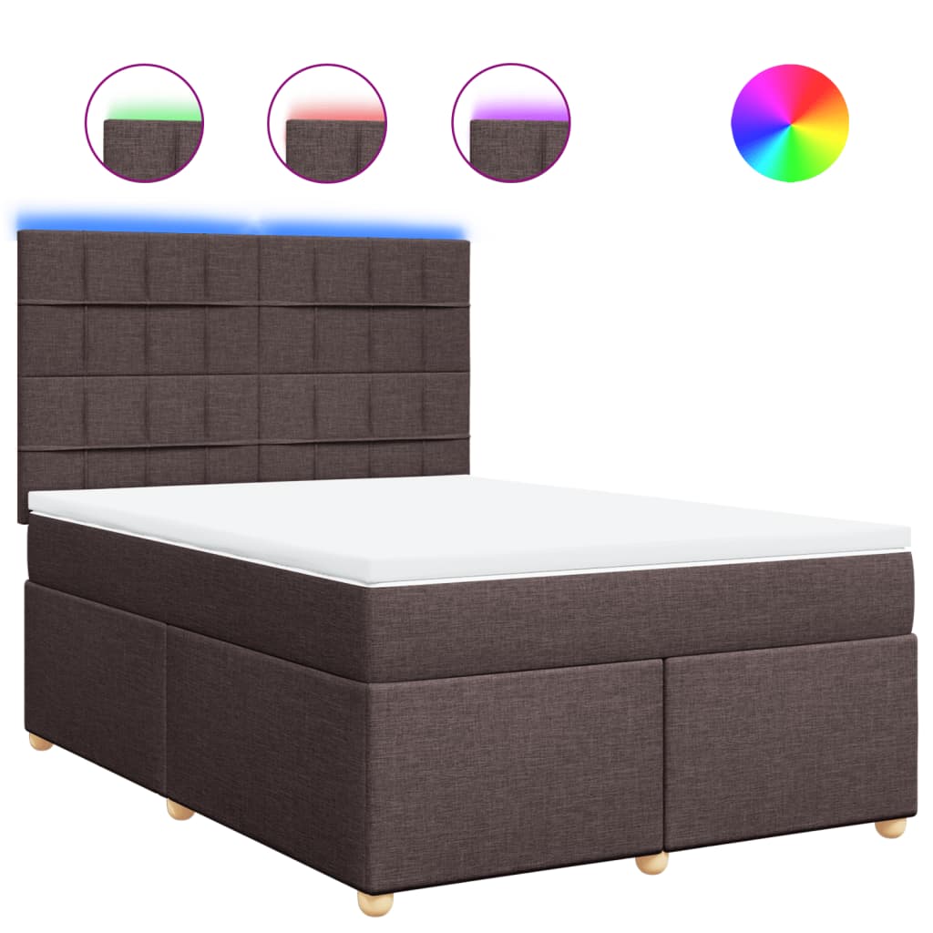 Giroletto a Molle con Materasso Marrone Scuro 140x190cm Tessuto | homemem39