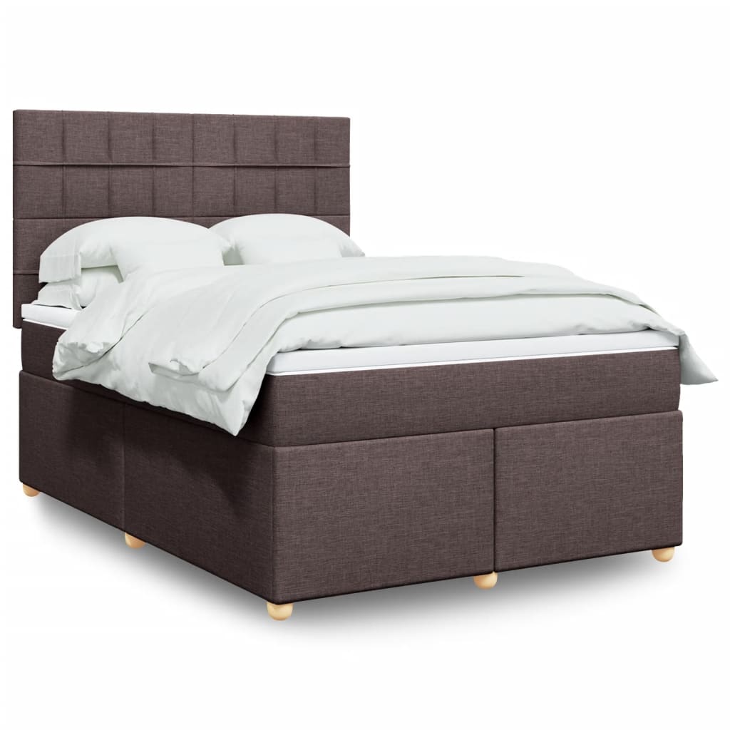 Giroletto a Molle con Materasso Marrone Scuro 140x190cm Tessuto | homemem39