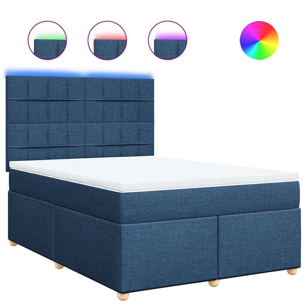 Giroletto a Molle con Materasso Blu 140x190 cm in Tessuto