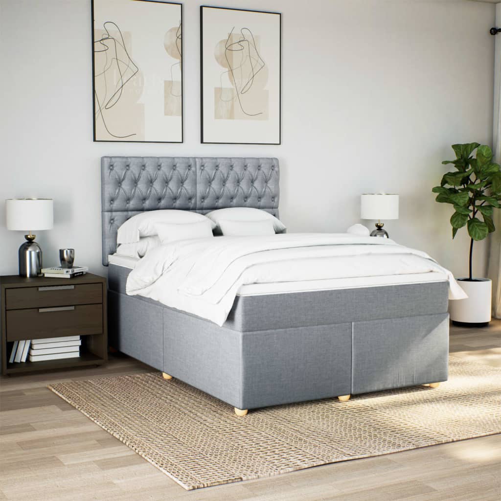 Giroletto a Molle con Materasso Grigio Chiaro 140x190cm Tessuto | homemem39
