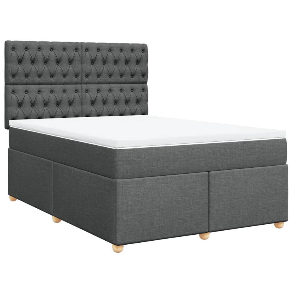 Giroletto a Molle con Materasso Grigio Scuro 140x190 cm Tessuto