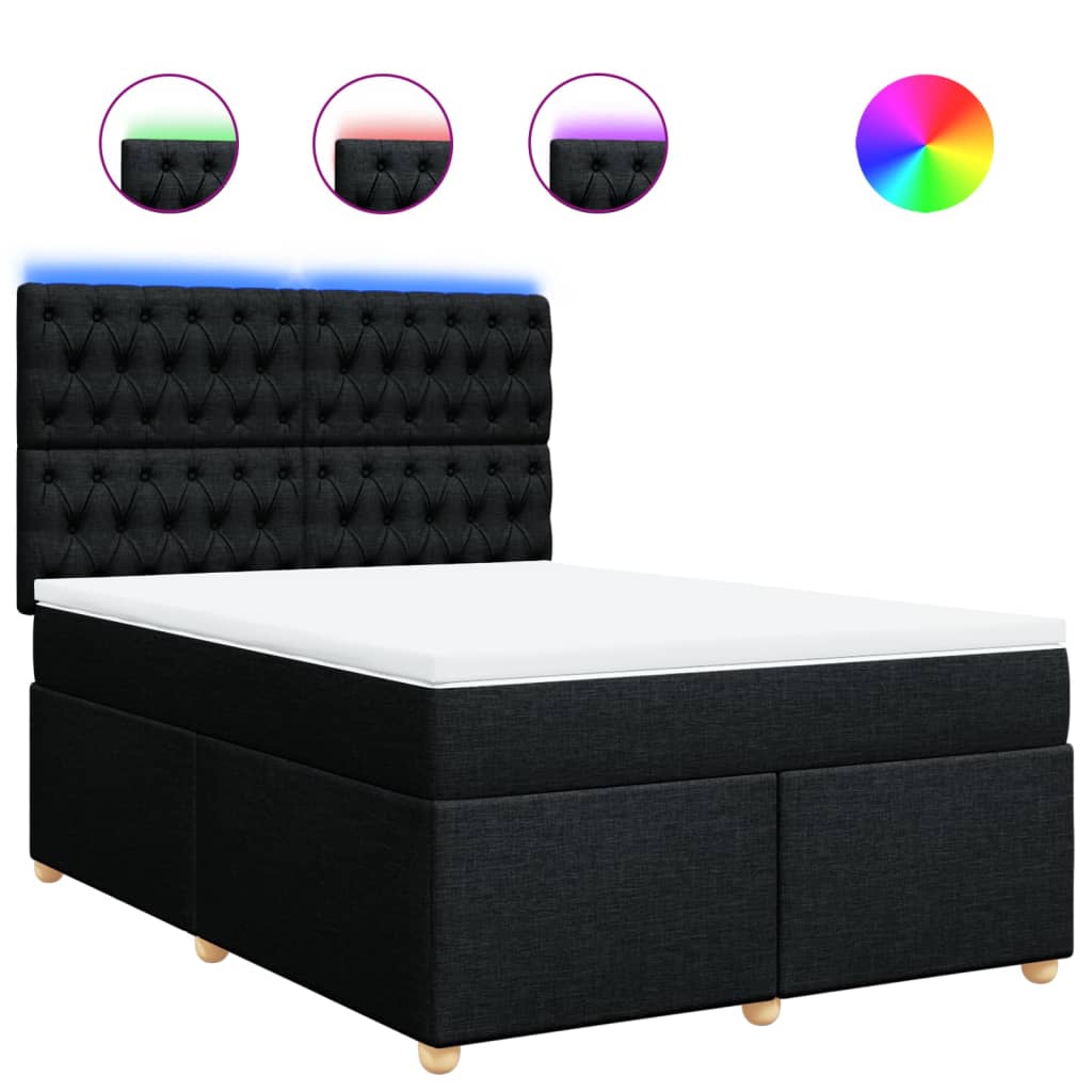 Giroletto a Molle con Materasso Nero 140x190 cm in Tessuto
