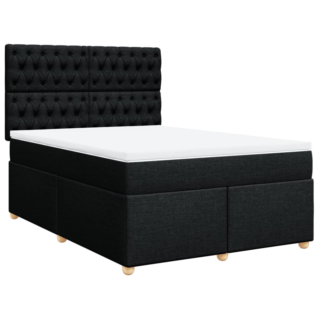 Giroletto a Molle con Materasso Nero 140x190 cm in Tessuto