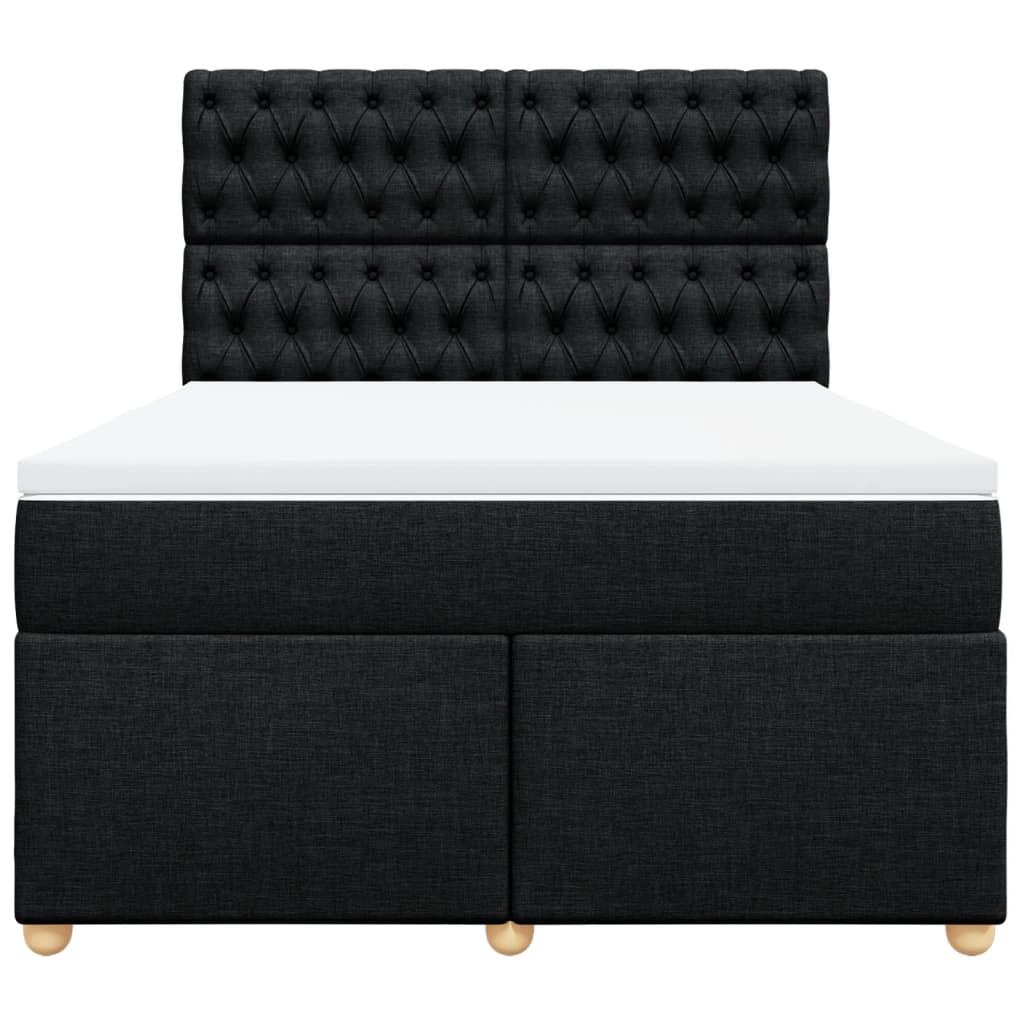 Giroletto a Molle con Materasso Nero 140x190 cm in Tessuto