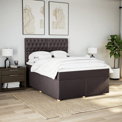 Giroletto a Molle con Materasso Marrone Scuro 140x190cm Tessuto | homemem39