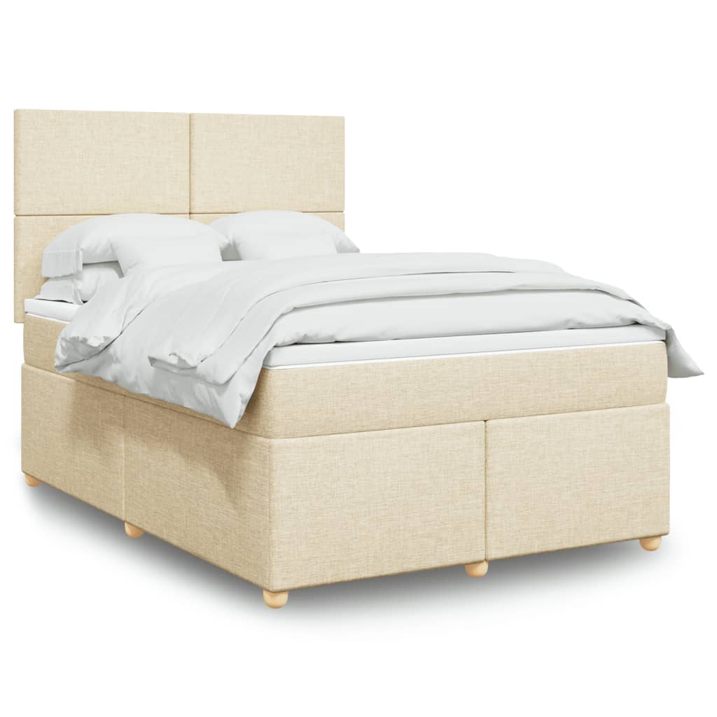 Giroletto a Molle con Materasso Crema 140x200 cm in Tessuto