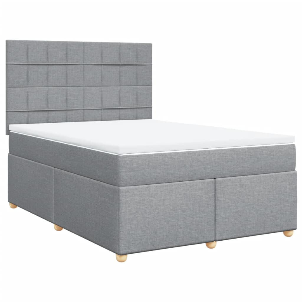 Giroletto a Molle con Materasso Grigio Chiaro 140x200cm Tessuto