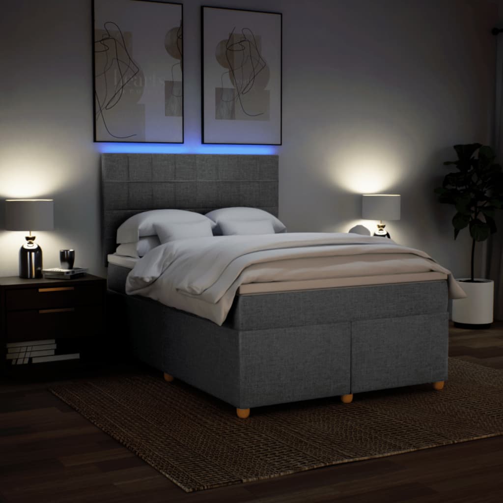 Giroletto a Molle con Materasso Grigio Chiaro 140x200cm Tessuto
