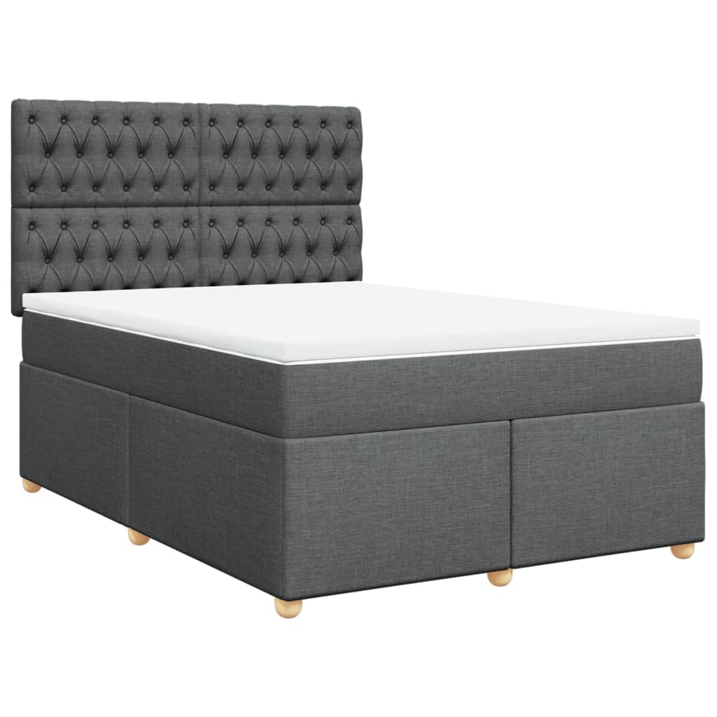 Giroletto a Molle con Materasso Grigio Scuro 140x200cm Tessuto