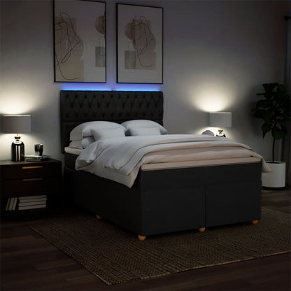 Giroletto a Molle con Materasso Nero 140x200 cm in Tessuto