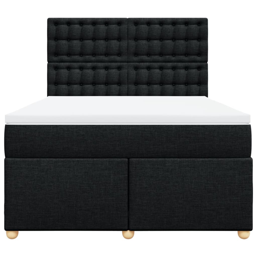 Giroletto a Molle con Materasso Nero 140x200 cm in Tessuto