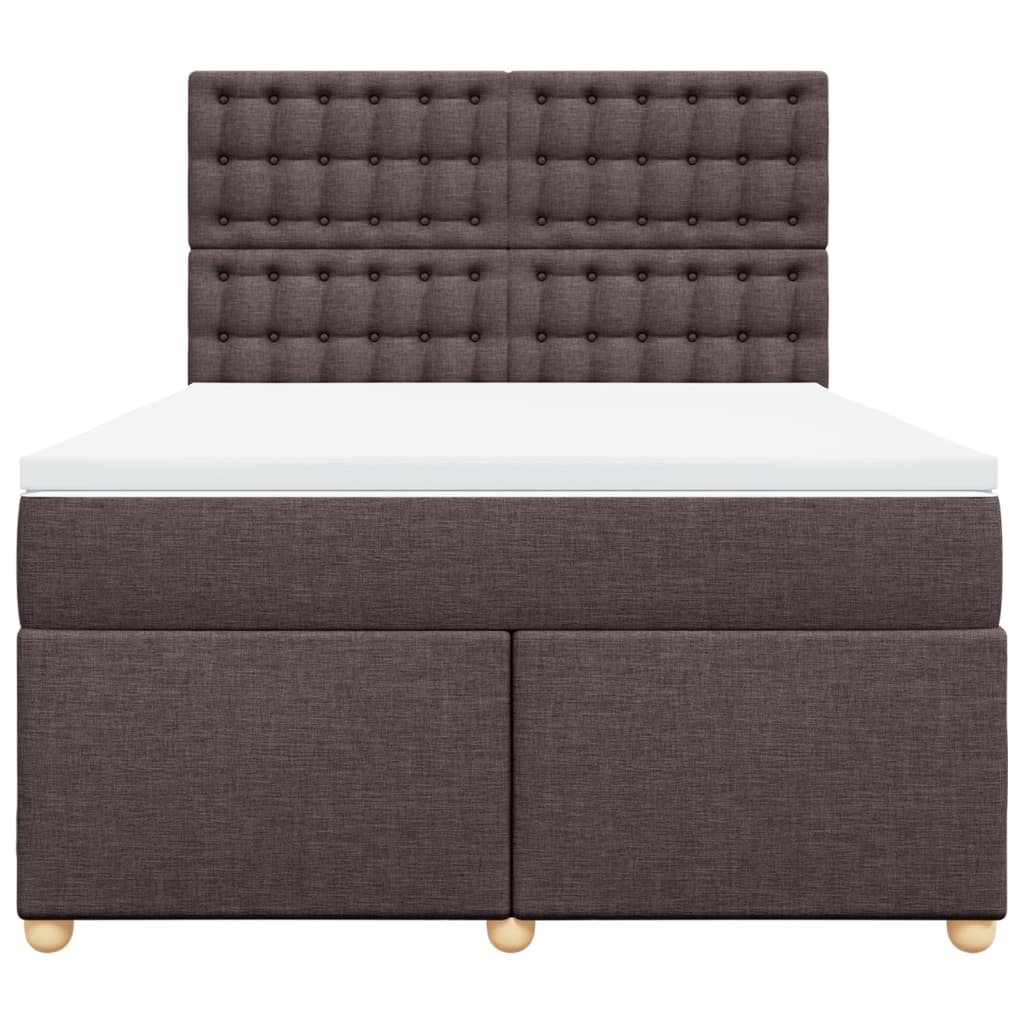 Giroletto a Molle con Materasso Marrone Scuro 140x200cm Tessuto
