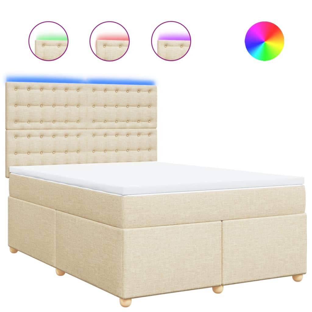 Giroletto a Molle con Materasso Crema 140x200 cm in Tessuto | homemem39