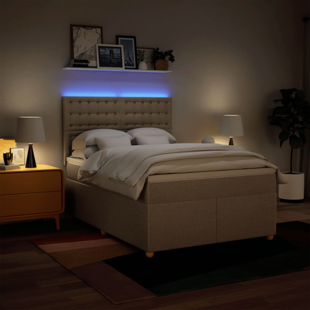 Giroletto a Molle con Materasso Crema 140x200 cm in Tessuto | homemem39