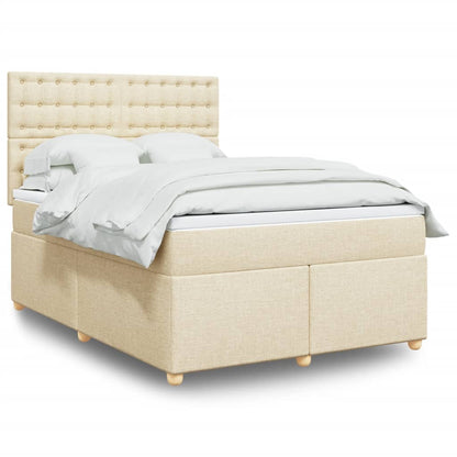 Giroletto a Molle con Materasso Crema 140x200 cm in Tessuto | homemem39