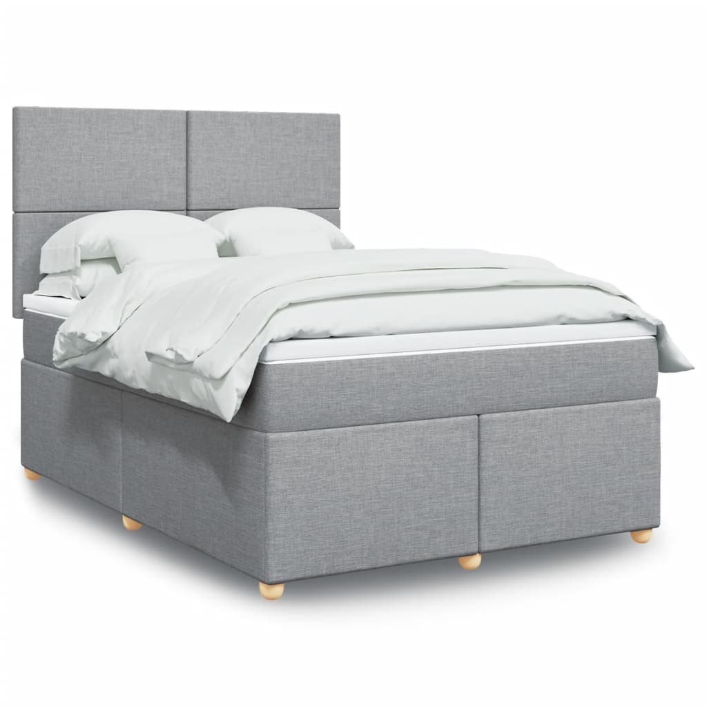 Giroletto a Molle con Materasso Grigio Chiaro 160x200cm Tessuto