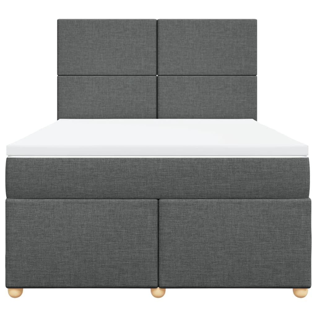 Giroletto a Molle con Materasso Grigio Scuro 160x200 cm Tessuto