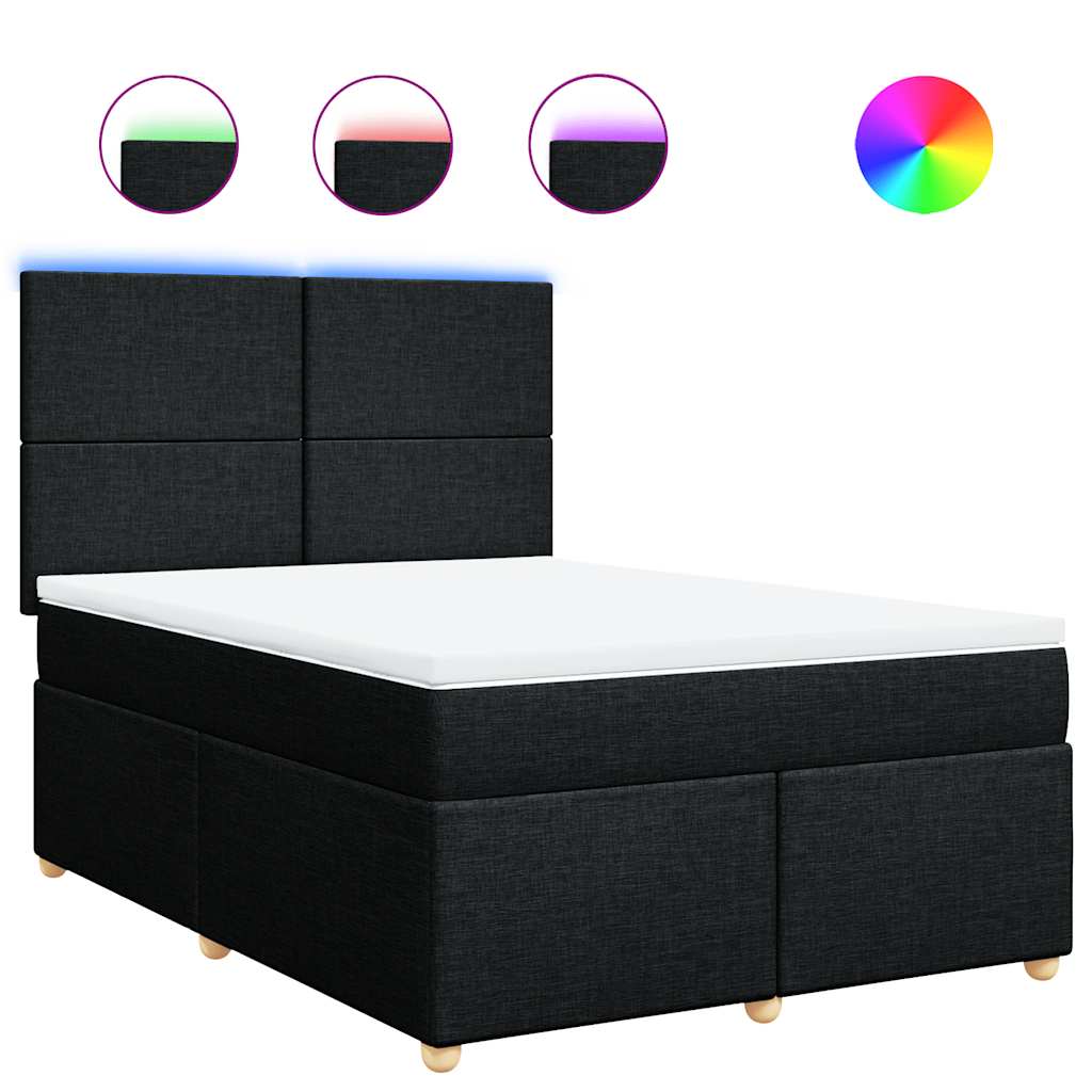 Giroletto a Molle con Materasso Nero 160x200 cm in Tessuto | homemem39