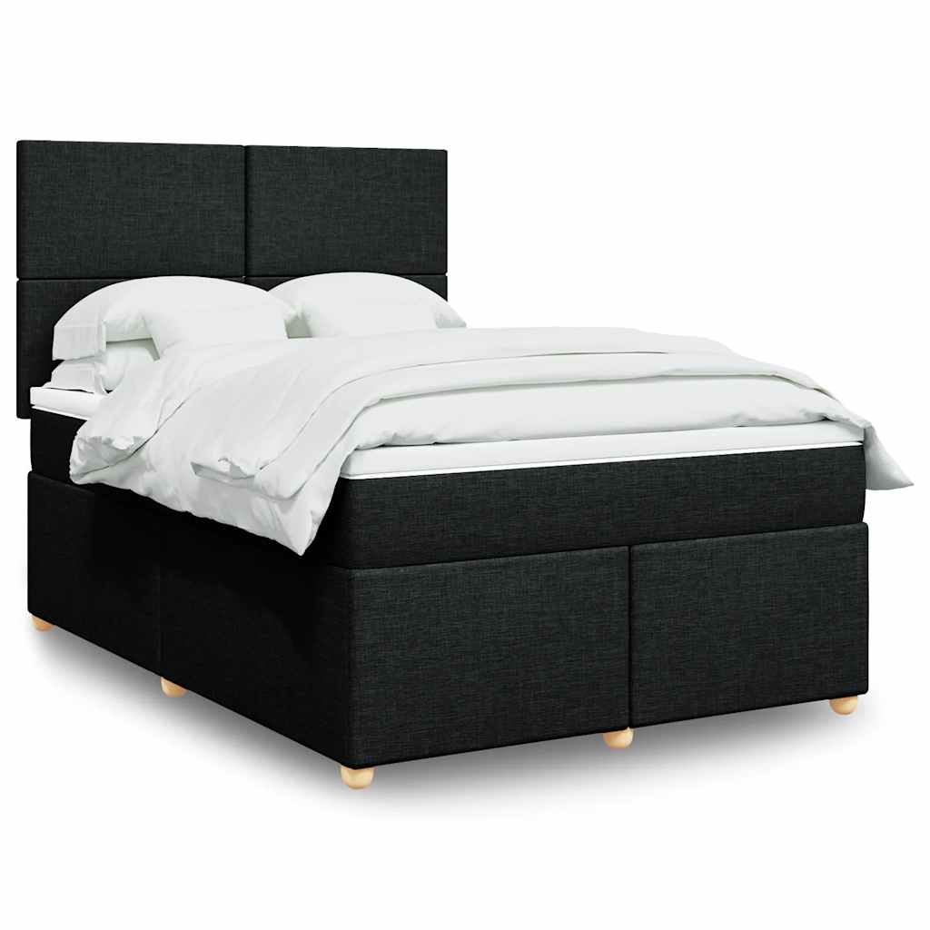 Giroletto a Molle con Materasso Nero 160x200 cm in Tessuto