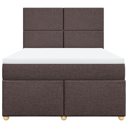 Giroletto a Molle con Materasso Marrone Scuro 160x200cm Tessuto
