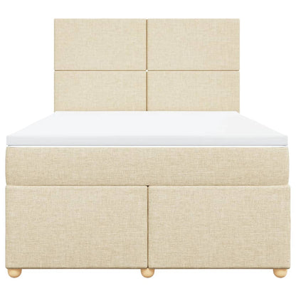 Giroletto a Molle con Materasso Crema 160x200 cm in Tessuto